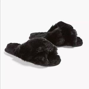NWT Lane Bryant Criss-Cross Slippers - Faux Fur - Size 9/10